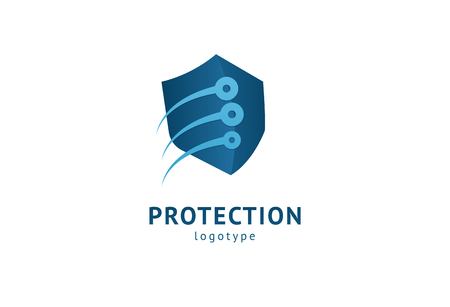 Shield icon. Vector flat style illustration Abstract business security Agency logo template. Logo concept of antivirus, protection, insurance, privacy, guardのイラスト素材