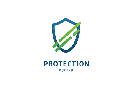 Shield icon. Vector flat style illustration Abstract business security Agency logo template. Logo concept of antivirus, protection, insurance, privacy, guardのイラスト素材