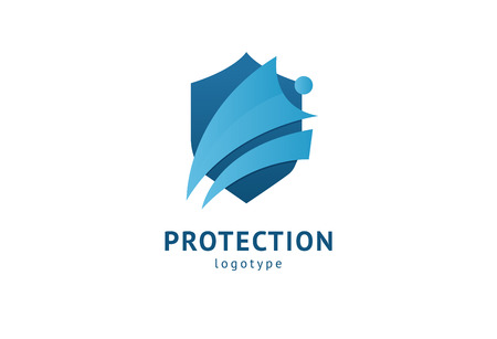 Shield icon. Vector flat style illustration Abstract business security Agency logo template. Logo concept of antivirus, protection, insurance, privacy, guardのイラスト素材