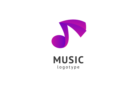 Vector illustration, Graphic Design Note web logotype. Abstract music logo icon vector design. Sound recording studio, night party. School of Music, disco, vocal course, composer, singer vector logoのイラスト素材