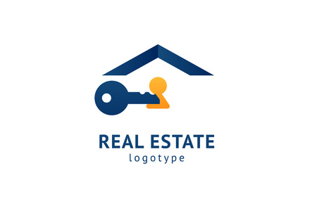 Abstract real estate agent logo icon vector design. Rent, sale of real estate vector logo, House cleaning, home security, real estate auction. Vector building logo conceptのイラスト素材