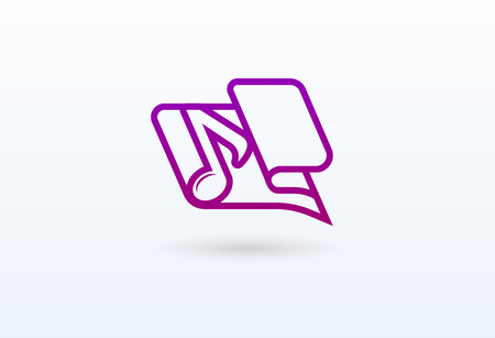 Vector illustration, Graphic Design Note web logotype. Abstract music logo icon vector design. Sound recording studio, night party. School of Music, disco, vocal course, composer, singer vector logoのイラスト素材