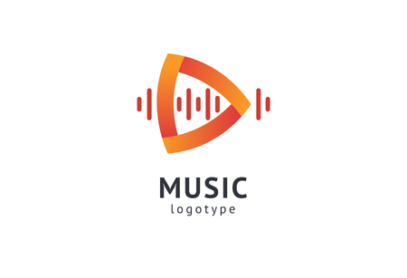 Vector illustration, Graphic Design headphone logotype. Abstract music icon vector design. Sound recording studio, night party. School of Music, disco, vocal course, composer, singer vector logoのイラスト素材