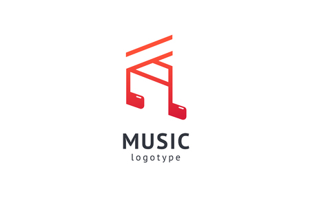 Vector illustration, Graphic Design Note web logotype. Abstract music logo icon vector design. Sound recording studio, night party. School of Music, disco, vocal course, composer, singer vector logoのイラスト素材
