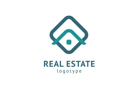 Abstract real estate agent logo icon vector design. Rent, sale of real estate vector logo, House cleaning, home security, real estate auction. Vector building logo conceptのイラスト素材