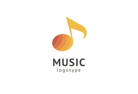 Vector illustration, Graphic Design Note web logotype. Abstract music logo icon vector design. Sound recording studio, night party. School of Music, disco, vocal course, composer, singer vector logoのイラスト素材