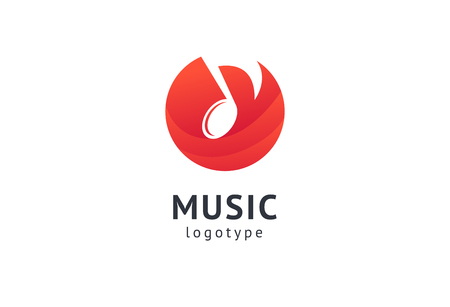 Vector illustration, Graphic Design Note web logotype. Abstract music logo icon vector design. Sound recording studio, night party. School of Music, disco, vocal course, composer, singer vector logoのイラスト素材