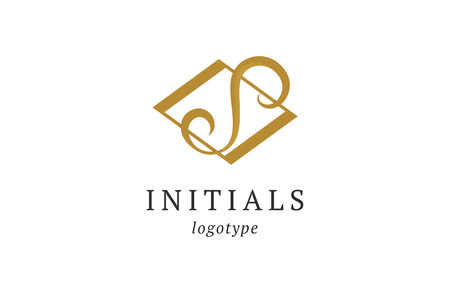 Letter S vector logo. Vintage Insignia and Logotype. Business sign, identity, label, badge initials. Monogram design elements, graceful template. Calligraphic elegant logo design.のイラスト素材