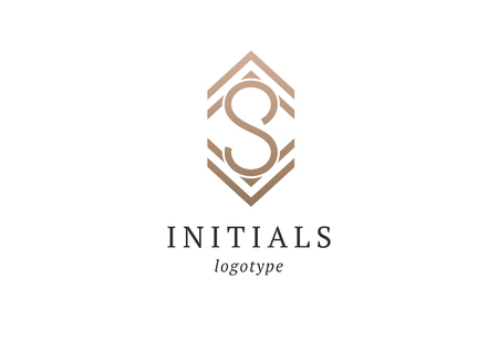 Letter S vector logo. Vintage Insignia and Logotype. Business sign, identity, label, badge initials. Monogram design elements, graceful template. Calligraphic elegant logo design.のイラスト素材