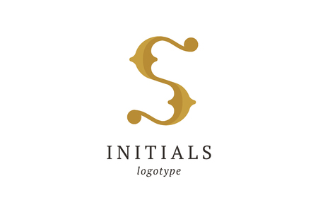 Letter S vector logo. Vintage Insignia and Logotype. Business sign, identity, label, badge initials. Monogram design elements, graceful template. Calligraphic elegant logo design.のイラスト素材