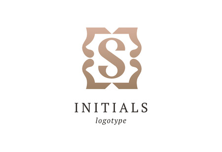 Letter S vector logo. Vintage Insignia and Logotype. Business sign, identity, label, badge initials. Monogram design elements, graceful template. Calligraphic elegant logo design.のイラスト素材