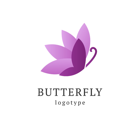 Abstract Butterfly illustration. Manicure, styling, haircut, makeup, stylist, fashion logo design. Model agency, Women's beauty salon, massage cosmetic vector logotype templateのイラスト素材