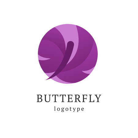 Abstract Butterfly illustration. Manicure, styling, haircut, makeup, stylist, fashion logo design. Model agency, Women's beauty salon, massage cosmetic vector logotype templateのイラスト素材