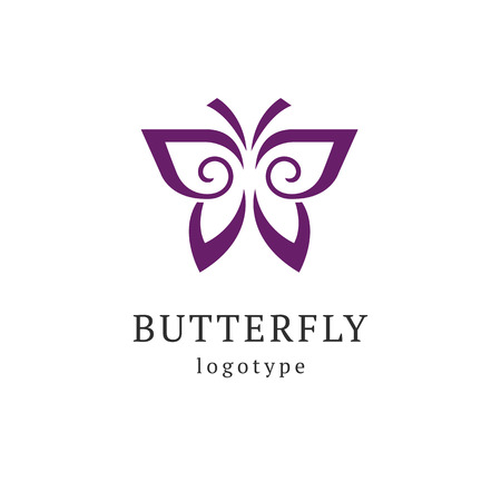 Abstract Butterfly illustration. Manicure, styling, haircut, makeup, stylist, fashion logo design. Model agency, Women's beauty salon, massage cosmetic vector logotype templateのイラスト素材