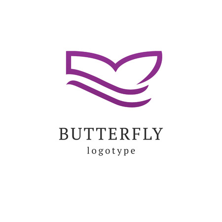Abstract Butterfly illustration. Manicure, styling, haircut, makeup, stylist, fashion logo design. Model agency, Women's beauty salon, massage cosmetic vector logotype templateのイラスト素材