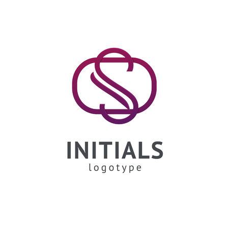 Monogram design elements, graceful template. Calligraphic elegant logo design. S logo line art monogram. Letter S on a white background. Letter S vector logo. Business sign, identity, label, badgeのイラスト素材