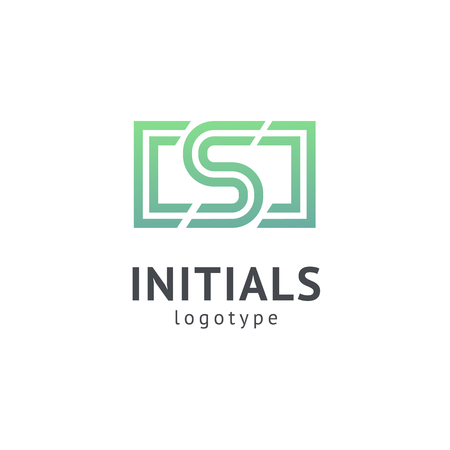 Monogram design elements, graceful template. Calligraphic elegant logo design. S logo line art monogram. Letter S on a white background. Letter S vector logo. Business sign, identity, label, badgeのイラスト素材