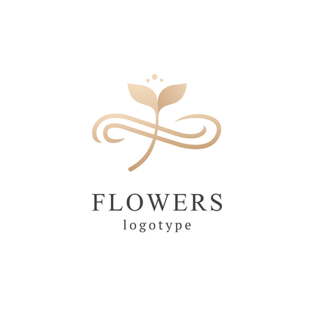 Campanula logo. Wedding floral icon. Luxury retro emblem. Cosmetics, Spa, Beauty salon, Decoration, Boutique vector logo. Royal Jewelry, Yoga, Premium Logo. Resort and Restaurant design illustration.のイラスト素材