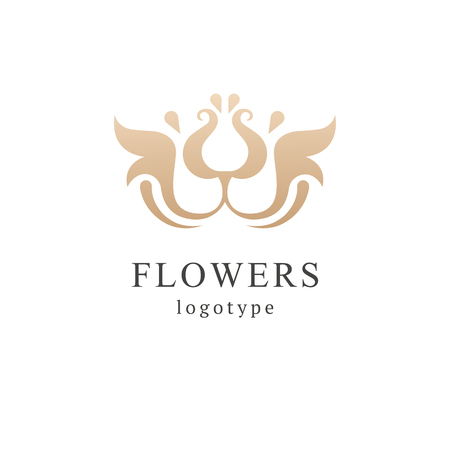 Abstract flower store logo icon vector design. Cosmetics, Spa, Beauty salon Decoration Boutique vector logo. Vector illustration, Graphic Design Editable Design. Floral logo. Flower wedding icon.のイラスト素材