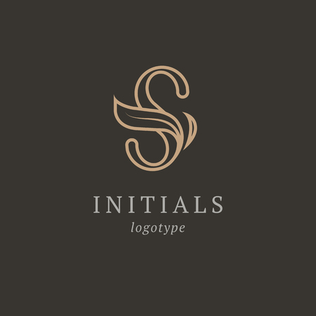 Letter S vector logo. Vintage Insignia and Logotype. Business sign, identity, label, badge initials. Monogram design elements, graceful template. Calligraphic elegant logo designのイラスト素材