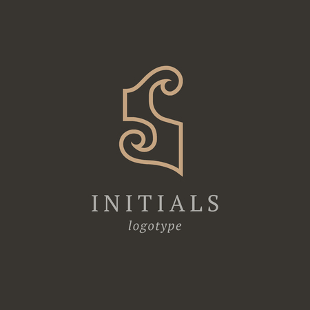 Letter S vector logo. Vintage Insignia and Logotype. Business sign, identity, label, badge initials. Monogram design elements, graceful template. Calligraphic elegant logo designのイラスト素材