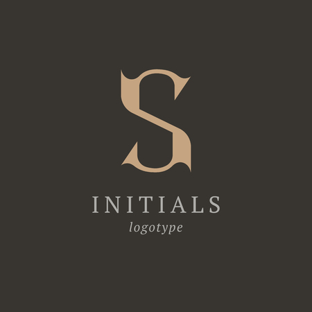 Letter S vector logo. Vintage Insignia and Logotype. Business sign, identity, label, badge initials. Monogram design elements, graceful template. Calligraphic elegant logo designのイラスト素材