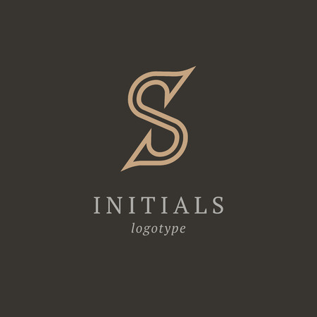 Letter S vector logo. Vintage Insignia and Logotype. Business sign, identity, label, badge initials. Monogram design elements, graceful template. Calligraphic elegant logo designのイラスト素材