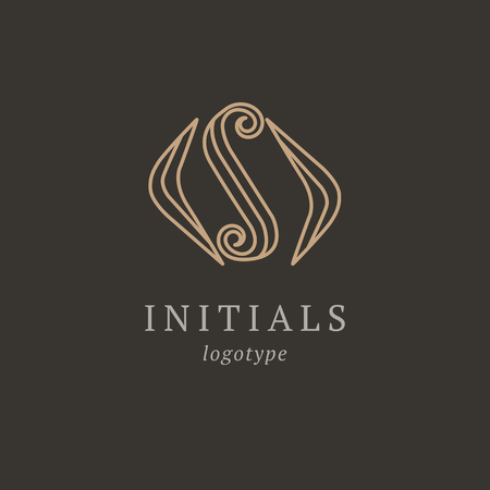 Letter S vector logo. Vintage Insignia and Logotype. Business sign, identity, label, badge initials. Monogram design elements, graceful template. Calligraphic elegant logo designのイラスト素材