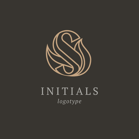 Letter S vector logo. Vintage Insignia and Logotype. Business sign, identity, label, badge initials. Monogram design elements, graceful template. Calligraphic elegant logo designのイラスト素材