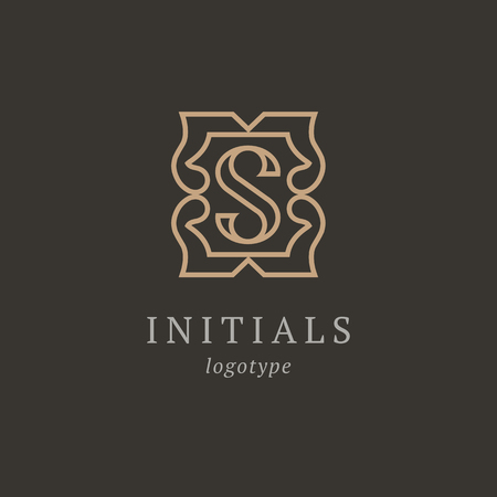 Letter S vector logo. Vintage Insignia and Logotype. Business sign, identity, label, badge initials. Monogram design elements, graceful template. Calligraphic elegant logo designのイラスト素材