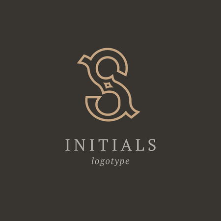 Letter S vector logo. Vintage Insignia and Logotype. Business sign, identity, label, badge initials. Monogram design elements, graceful template. Calligraphic elegant logo designのイラスト素材