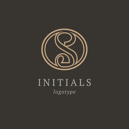 Letter S vector logo. Vintage Insignia and Logotype. Business sign, identity, label, badge initials. Monogram design elements, graceful template. Calligraphic elegant logo designのイラスト素材