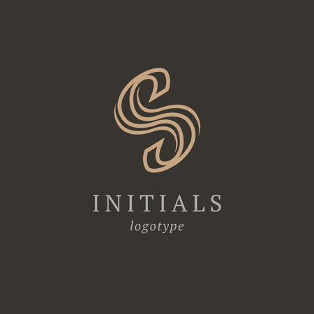 Letter S vector logo. Vintage Insignia and Logotype. Business sign, identity, label, badge initials. Monogram design elements, graceful template. Calligraphic elegant logo designのイラスト素材