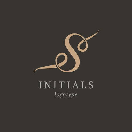 Letter S vector logo. Vintage Insignia and Logotype. Business sign, identity, label, badge initials. Monogram design elements, graceful template. Calligraphic elegant logo designのイラスト素材