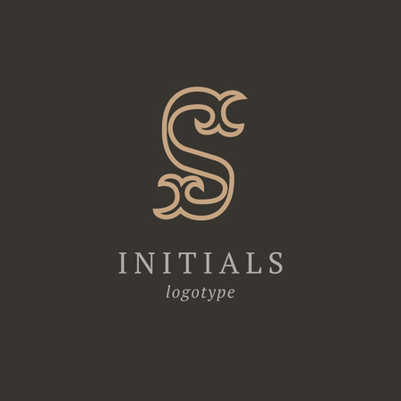 Letter S vector logo. Vintage Insignia and Logotype. Business sign, identity, label, badge initials. Monogram design elements, graceful template. Calligraphic elegant logo designのイラスト素材
