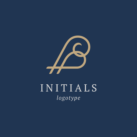 Letter B vector logo. Vintage Insignia and Logotype. Business sign, identity, label, badge initials. Monogram design elements, graceful template. Calligraphic elegant logo designのイラスト素材