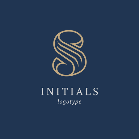 Letter S vector logo. Vintage Insignia and Logotype. Business sign, identity, label, badge initials. Monogram design elements, graceful template. Calligraphic elegant logo designのイラスト素材