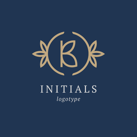 Letter B vector logo. Vintage Insignia and Logotype. Business sign, identity, label, badge initials. Monogram design elements, graceful template. Calligraphic elegant logo designのイラスト素材
