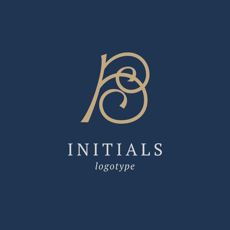Letter B vector logo. Vintage Insignia and Logotype. Business sign, identity, label, badge initials. Monogram design elements, graceful template. Calligraphic elegant logo designのイラスト素材