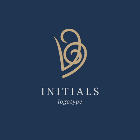 Letter B vector logo. Vintage Insignia and Logotype. Business sign, identity, label, badge initials. Monogram design elements, graceful template. Calligraphic elegant logo designのイラスト素材