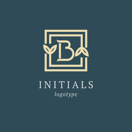 Letter B vector logo. Vintage Insignia and Logotype. Business sign, identity, label, badge initials. Monogram design elements, graceful template. Calligraphic elegant logo designのイラスト素材