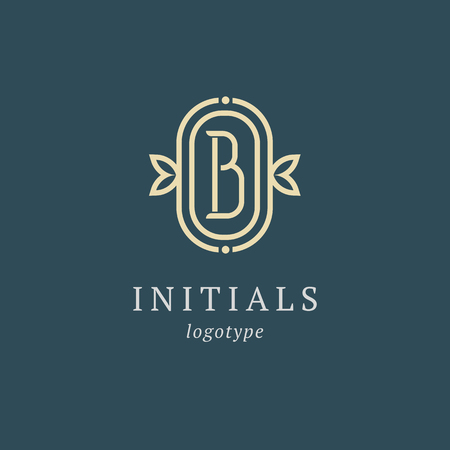 Letter B vector logo. Vintage Insignia and Logotype. Business sign, identity, label, badge initials. Monogram design elements, graceful template. Calligraphic elegant logo designのイラスト素材