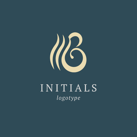 Letter B vector logo. Vintage Insignia and Logotype. Business sign, identity, label, badge initials. Monogram design elements, graceful template. Calligraphic elegant logo designのイラスト素材