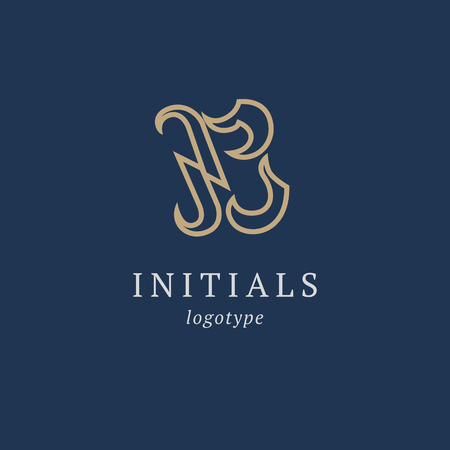 Letter B vector logo. Vintage Insignia and Logotype. Business sign, identity, label, badge initials. Monogram design elements, graceful template. Calligraphic elegant logo designのイラスト素材