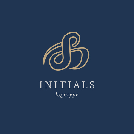 Letter B vector logo. Vintage Insignia and Logotype. Business sign, identity, label, badge initials. Monogram design elements, graceful template. Calligraphic elegant logo designのイラスト素材