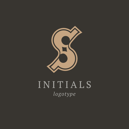 Letter S vector logo. Vintage Insignia and Logotype. Business sign, identity, label, badge initials. Monogram design elements, graceful template. Calligraphic elegant logo designのイラスト素材