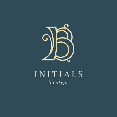 Letter B vector logo. Vintage Insignia and Logotype. Business sign, identity, label, badge initials. Monogram design elements, graceful template. Calligraphic elegant logo designのイラスト素材