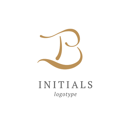 Letter B vector logo. Vintage Insignia and Logotype. Business sign, identity, label, badge initials. Monogram design elements, graceful template. Calligraphic elegant logo designのイラスト素材