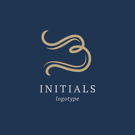 Letter B vector logo. Vintage Insignia and Logotype. Business sign, identity, label, badge initials. Monogram design elements, graceful template. Calligraphic elegant logo designのイラスト素材