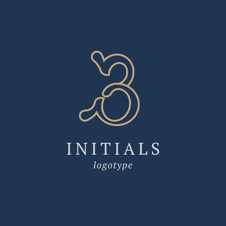 Letter B vector logo. Vintage Insignia and Logotype. Business sign, identity, label, badge initials. Monogram design elements, graceful template. Calligraphic elegant logo designのイラスト素材